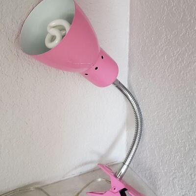 Lot 137: Pink Clip Desk Lamp
