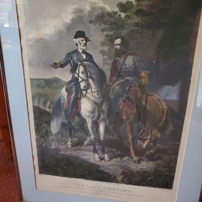 Tinted Print of The Last Meeting of Lee and Jackson in Wood Frame