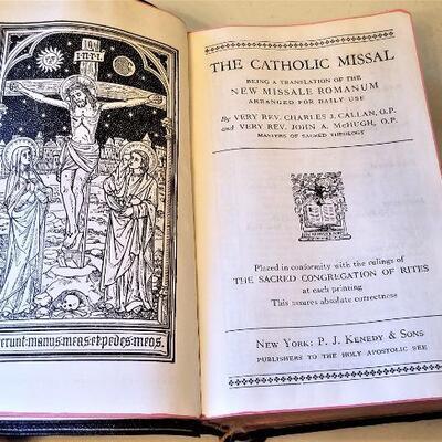 Lot #42  Vintage Leather Misssal and Catholic Prayer book in Original Box