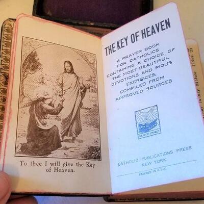 Lot #42  Vintage Leather Misssal and Catholic Prayer book in Original Box