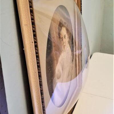 Lot #44  Vintage Hand colored baby portrait in bubble glass frame