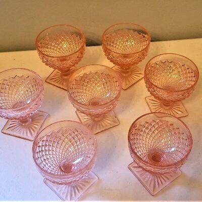 Lot #46  Set of 7 Depression Glass Miss America Sherbets 