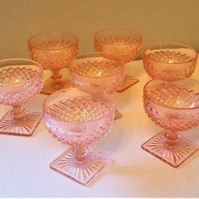 Lot #46  Set of 7 Depression Glass Miss America Sherbets 