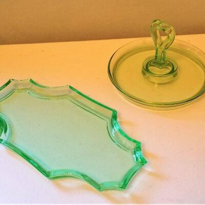 Lot #49  2 Pieces of vintage Vaseline Glass