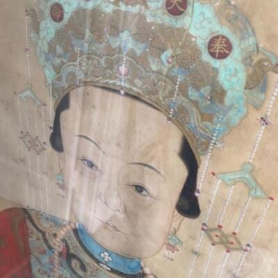 B - 406 Large Handpainted Chinese Silk Emporess Painting 
