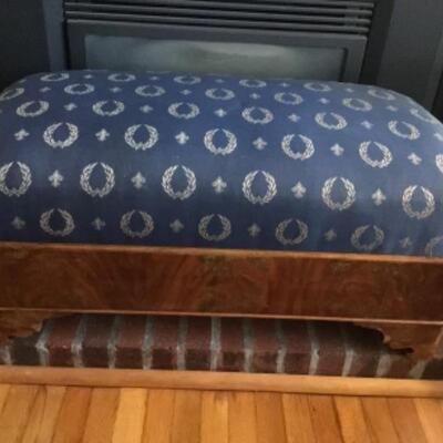 B - 417: Antique Empire Upholstered Bench 
