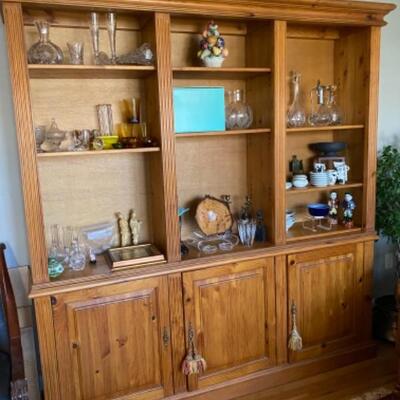 B - 436 Multifunctional Large Pine Hutch with Granite