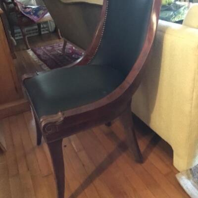 B - 430: Italian Style Leather and Wood Chair 