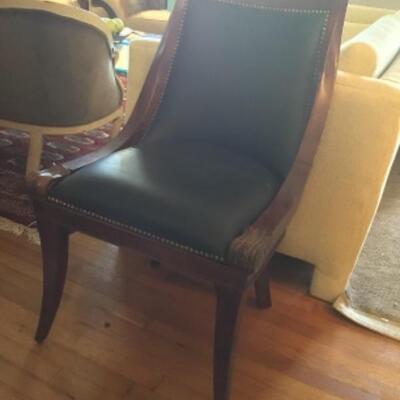 B - 430: Italian Style Leather and Wood Chair 