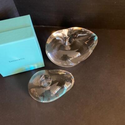 B - 432: Pair of Glass Stone Candle Holders by Elsa Peretti for Tiffany & Co. 