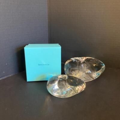 B - 432: Pair of Glass Stone Candle Holders by Elsa Peretti for Tiffany & Co. 