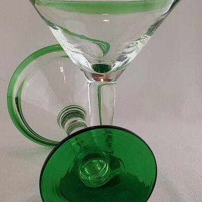 2 Green Glass Rimmed Stemware
