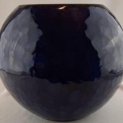 Large Blue Ceramic Globe Planter