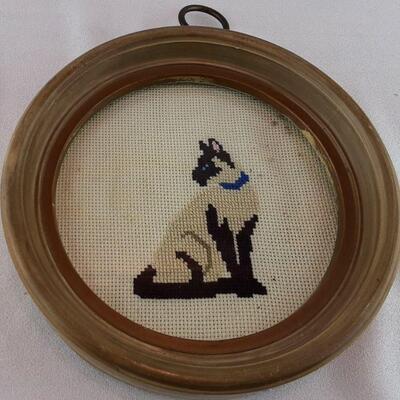 Framed Cross-stitch Siamese Cat 