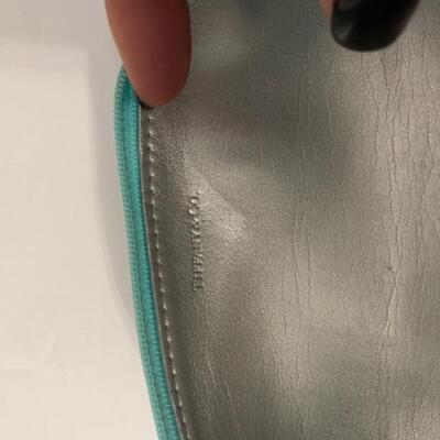 B - 434: Tiffany & Co. Leather Makeup Blue zipper case 