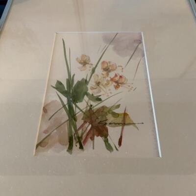 B - 446 Set of 5 Signed Floral Watercolors by Italian Artist 