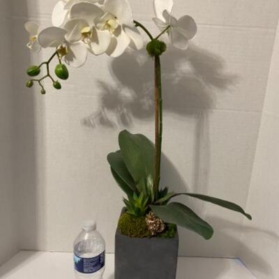 B - 453 Faux Orchid in a Slate Pot