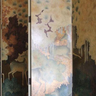 Lot 1 XL Deer Scene Room Divider/Screen 7'11" Tall