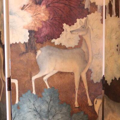 Lot 1 XL Deer Scene Room Divider/Screen 7'11" Tall