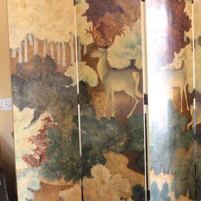 Lot 1 XL Deer Scene Room Divider/Screen 7'11" Tall