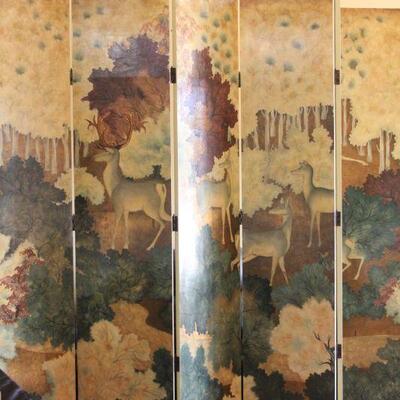 Lot 1 XL Deer Scene Room Divider/Screen 7'11" Tall