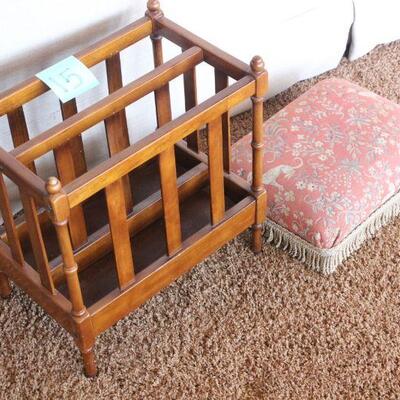 Lot 15 Magazine Rack & Foot Stool
