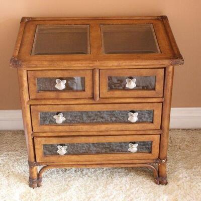 Lot 43 Glass Front & Top Side Storage/Side Table