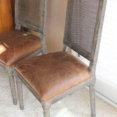 Lot 44 Pair of Leather Seat/Cane Like Backing