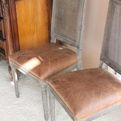 Lot 44 Pair of Leather Seat/Cane Like Backing