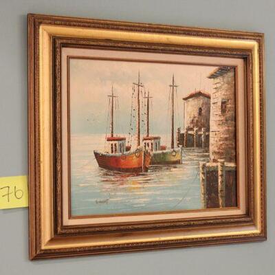 Lot 76 Original Signed Harbor Oil Painting 'Vincent'