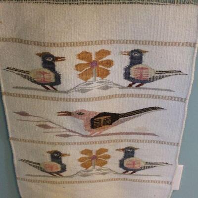 Lot 91 Vintage Weaved Wall Hanging/Sampler Rug/Tapestry