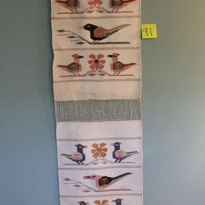 Lot 91 Vintage Weaved Wall Hanging/Sampler Rug/Tapestry