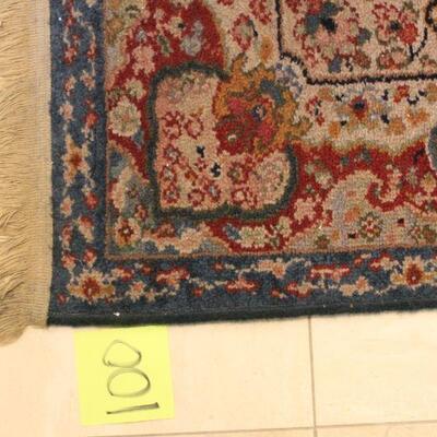 Lot 100 6'x3' Blue/Cream Rug