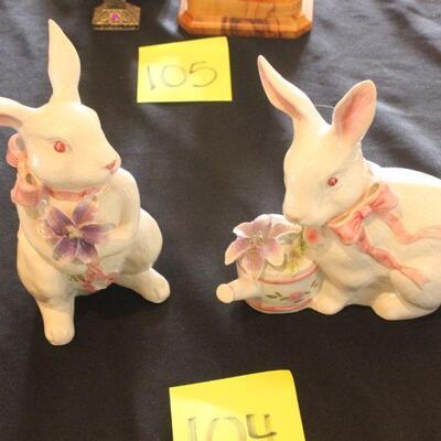 Lot 104 Pair of Hand painted Rabbits