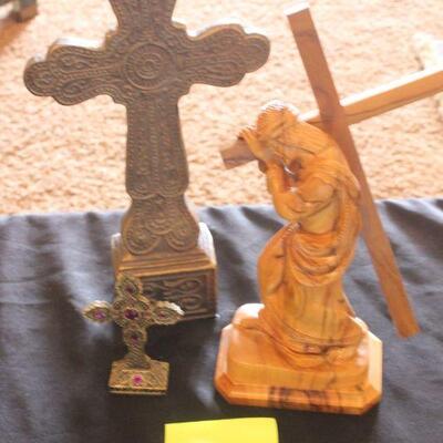 Lot 105 Wood Statue, Crosses