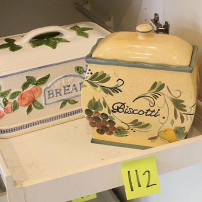Lot 112 Ceramic Bread and Biscotti Canisters