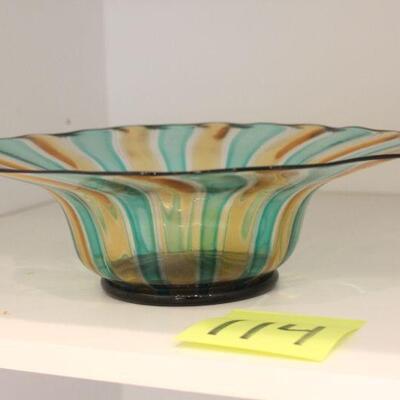 Lot 114 Hand Blown Glass Bowl Made in Italy SIGNED