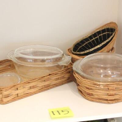 Lot 115 Pyrex Bowls and Baskets