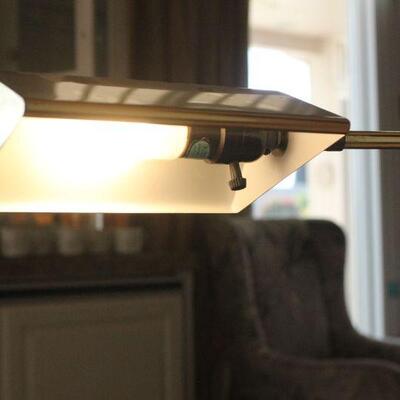 Lot 122 Standing Brass Office Lamp (works, needs slight repair)