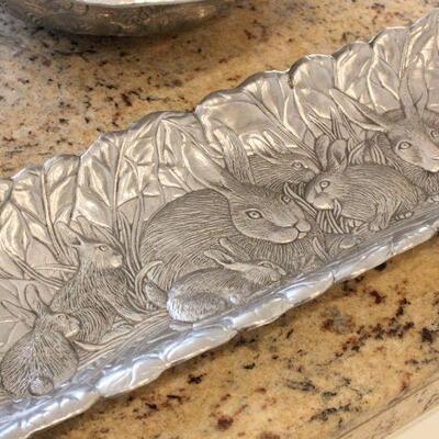 Lot 141 Pewter Like Serving Dishes