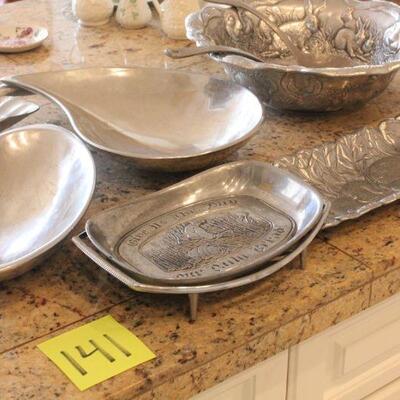 Lot 141 Pewter Like Serving Dishes