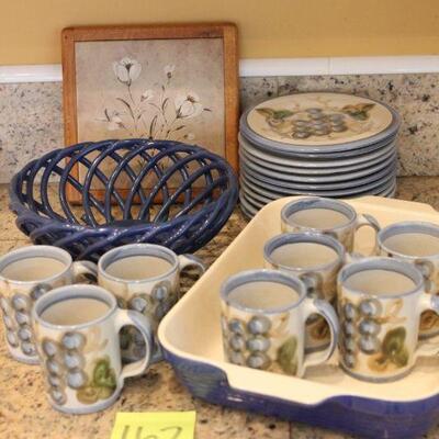 Lot 162 Blue Louisville Stoneware Set + Emile Henry Cookware
