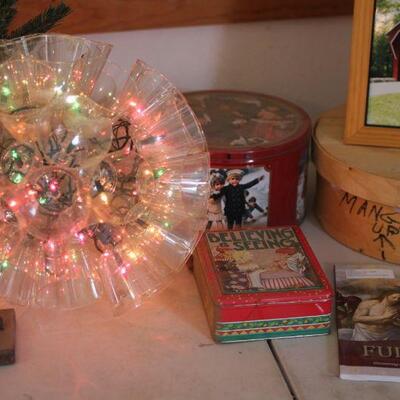 Lot 186 Two Lighted Christmas Trees & More Décor