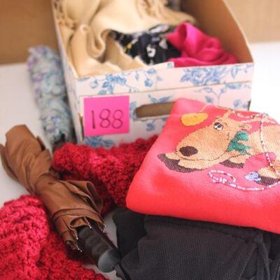 Lot 188 Women's Accessories, Umbrellas, Clothing