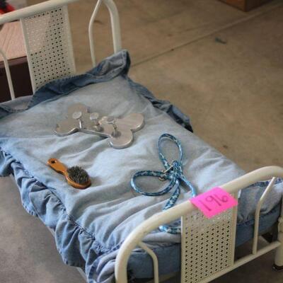 Lot 196 Vintage Iron Dog Bed & Pet Accessories