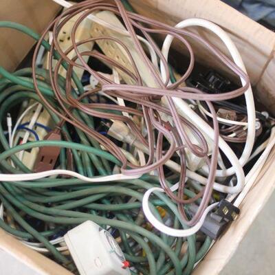 Lot 199 Box of Extension Cords & Other Electronic Items