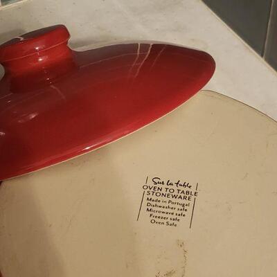 Lot 167: Large Red Bowl & Covered Casserole Dish