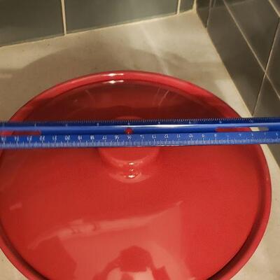 Lot 167: Large Red Bowl & Covered Casserole Dish