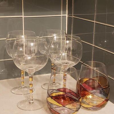 Lot 189:  Abstract Design Wine Glasses