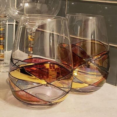 Lot 189:  Abstract Design Wine Glasses